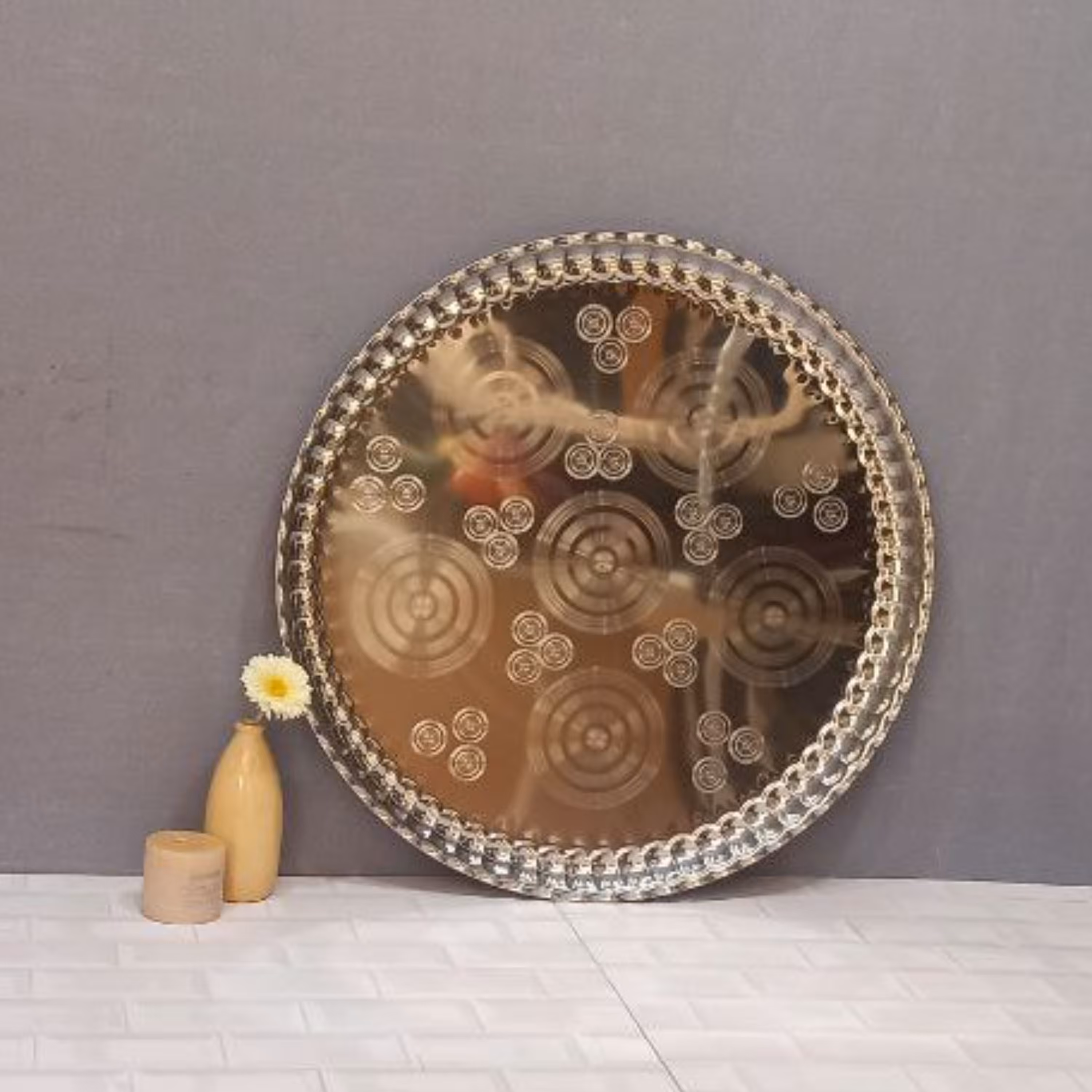 سینی سایز90کنگره دار جنس طرح استیل درجه یک با کیفیت و مقاوم طراحی زیبا