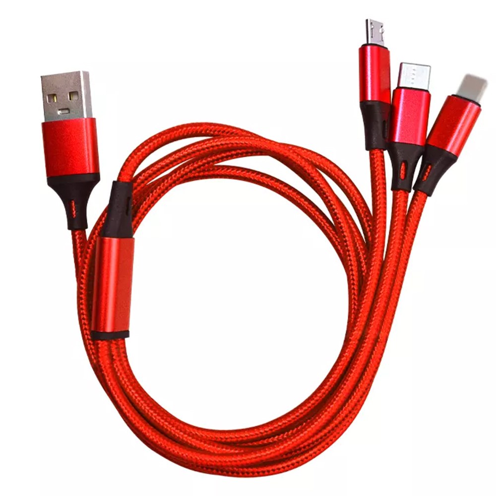 کابل تبدیل USB به MICROUSB-USB-C و لایتنینگ مدل cdxz- 0004 طول 120 سانتیمتر
