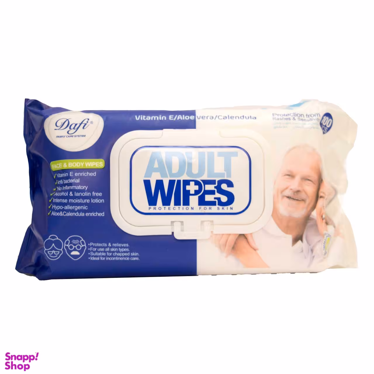 دستمال مرطوب دافی مدل Adult Wipes بسته 100 عددی
