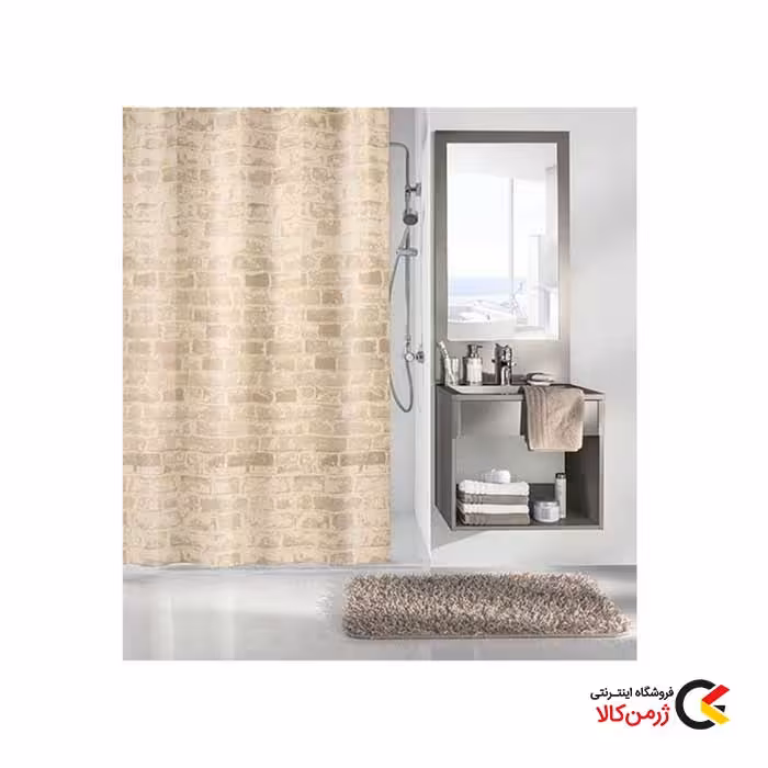 پرده حمام 180.200 سانتیمتر مدل wall طرح دیوار آجری