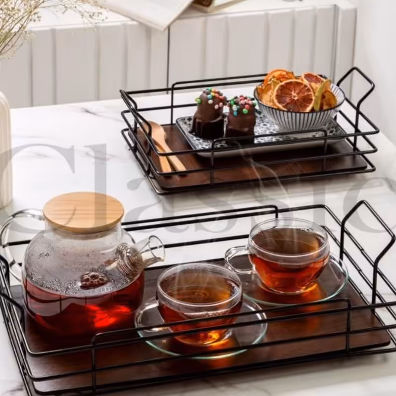 سینی فلزی و چوبی موجودی فقط سیاه