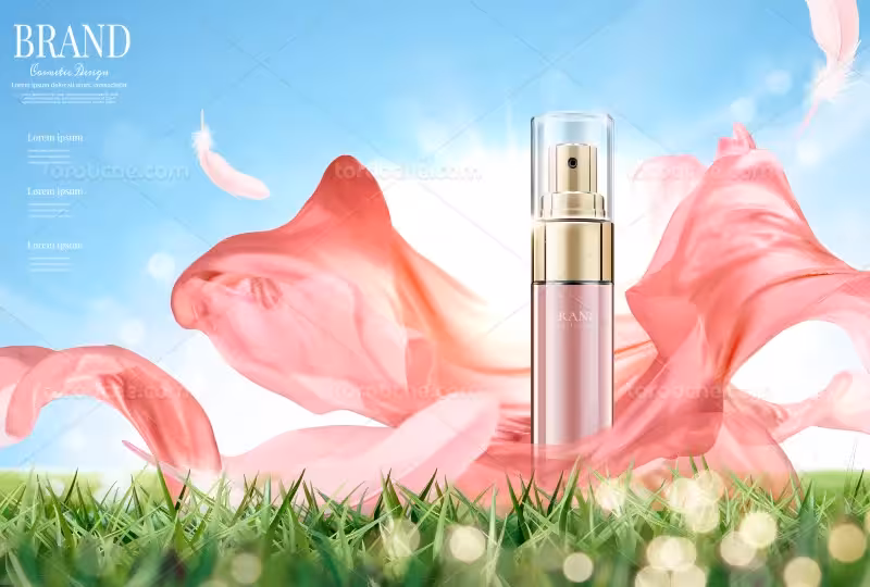 وکتور بنر تبلیغاتی آرایشی صورتی | گرافیک با طعم تربچه