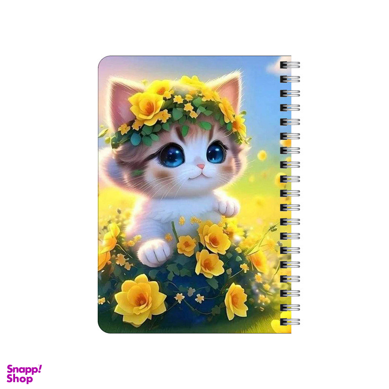 دفترچه یادداشت ۸۰ برگ بامبیلیپ مدل چوبی طرح گربه با تاج گل کد 2578231