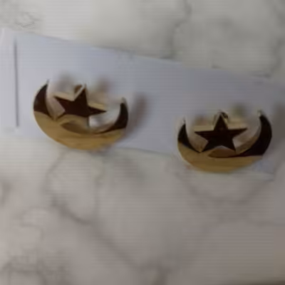 گوشواره استیل مدل ماه و ستاره طلایی