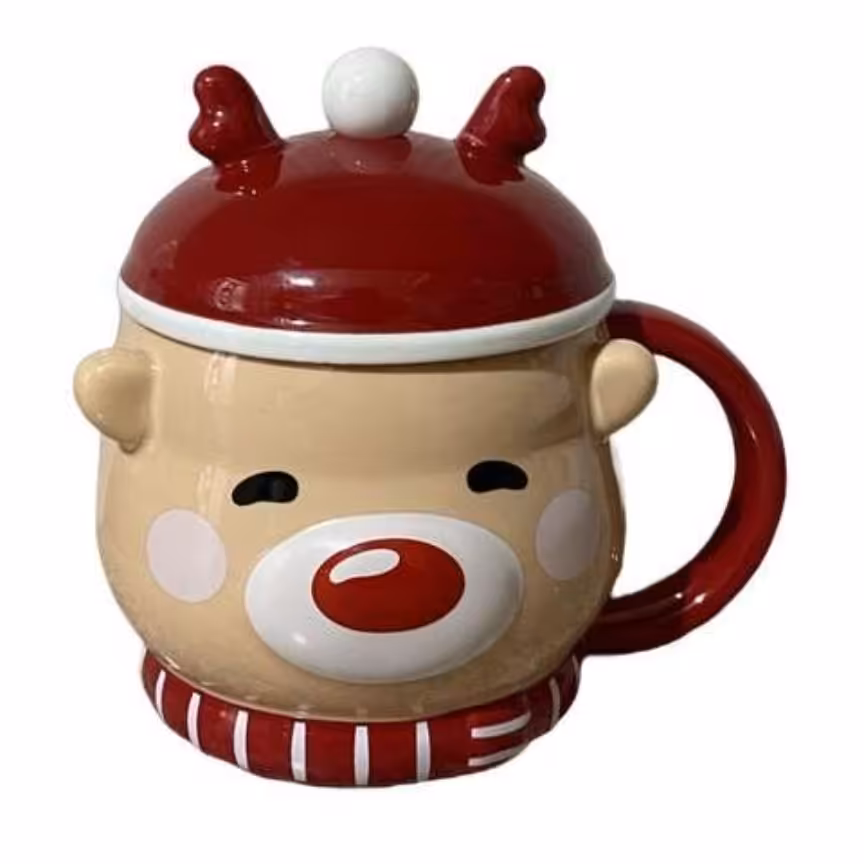 ماگ سرامیکی طرح گوزن کد 4 رنگ کرم