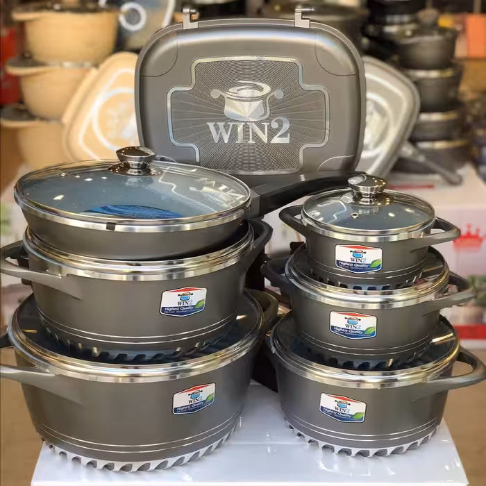 سرویس قابلمه چدن 17 پارچه  وین تو  کف رینگی 