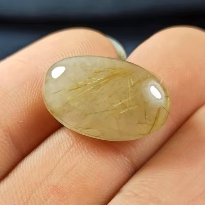 نگین دُر مویی طلایی کاملا طبیعی  و معدنی تراش دامله