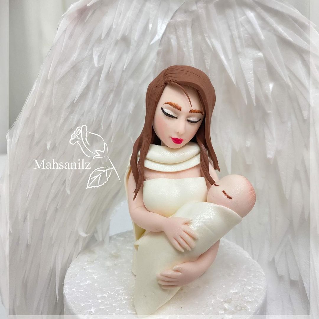 عروسک فوندانت مادر و نوزاد مخصوص کیک