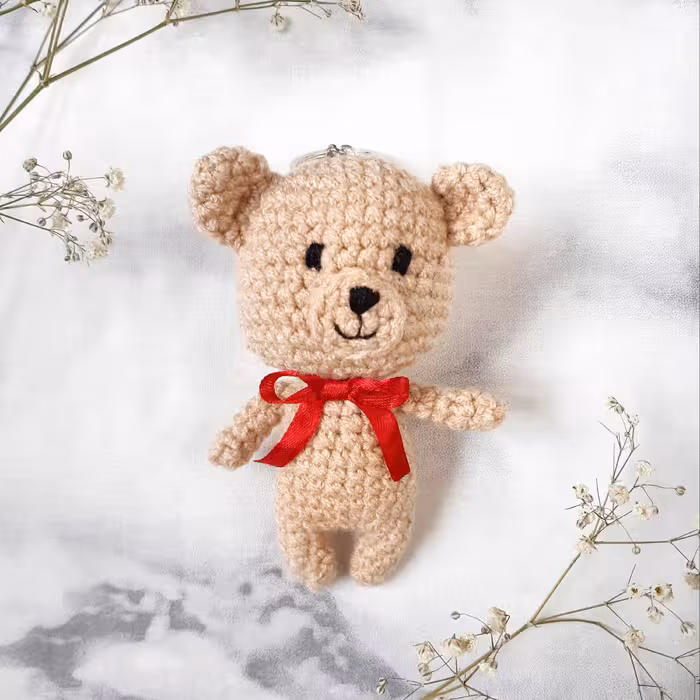 عروسک خرس جاکلیدی خرس آویز خرس دست بافت 