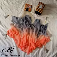 شال پلیسه طیفی رنگ منگوله دار