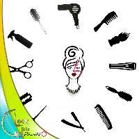 ساعت دیواری طرح رخ با وسایل آرایشگاهی کد 324 (پس کرایه)