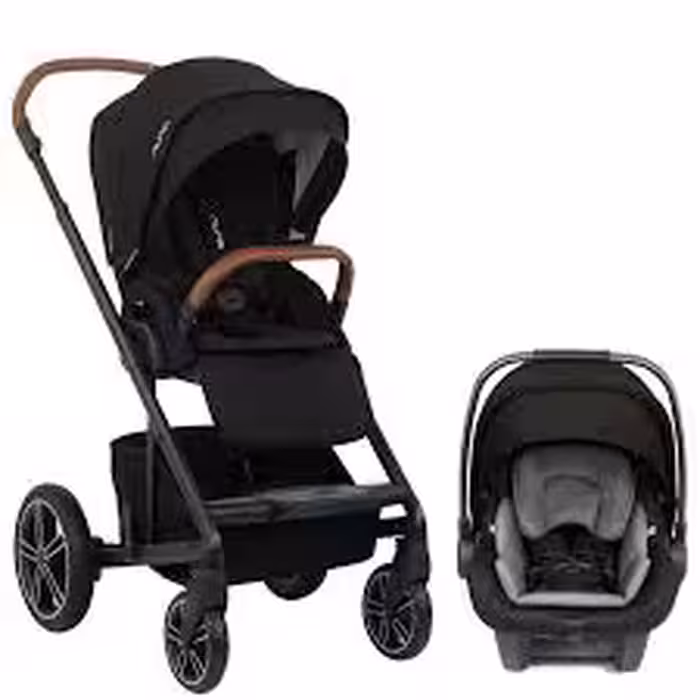 کالسکه نونا میکس نکست جدید رنگ مشکی با چرم دوزی قهوه ای و کریر مشکی نونا مدل پیپا نکست   nuna mixx next  caviar / new