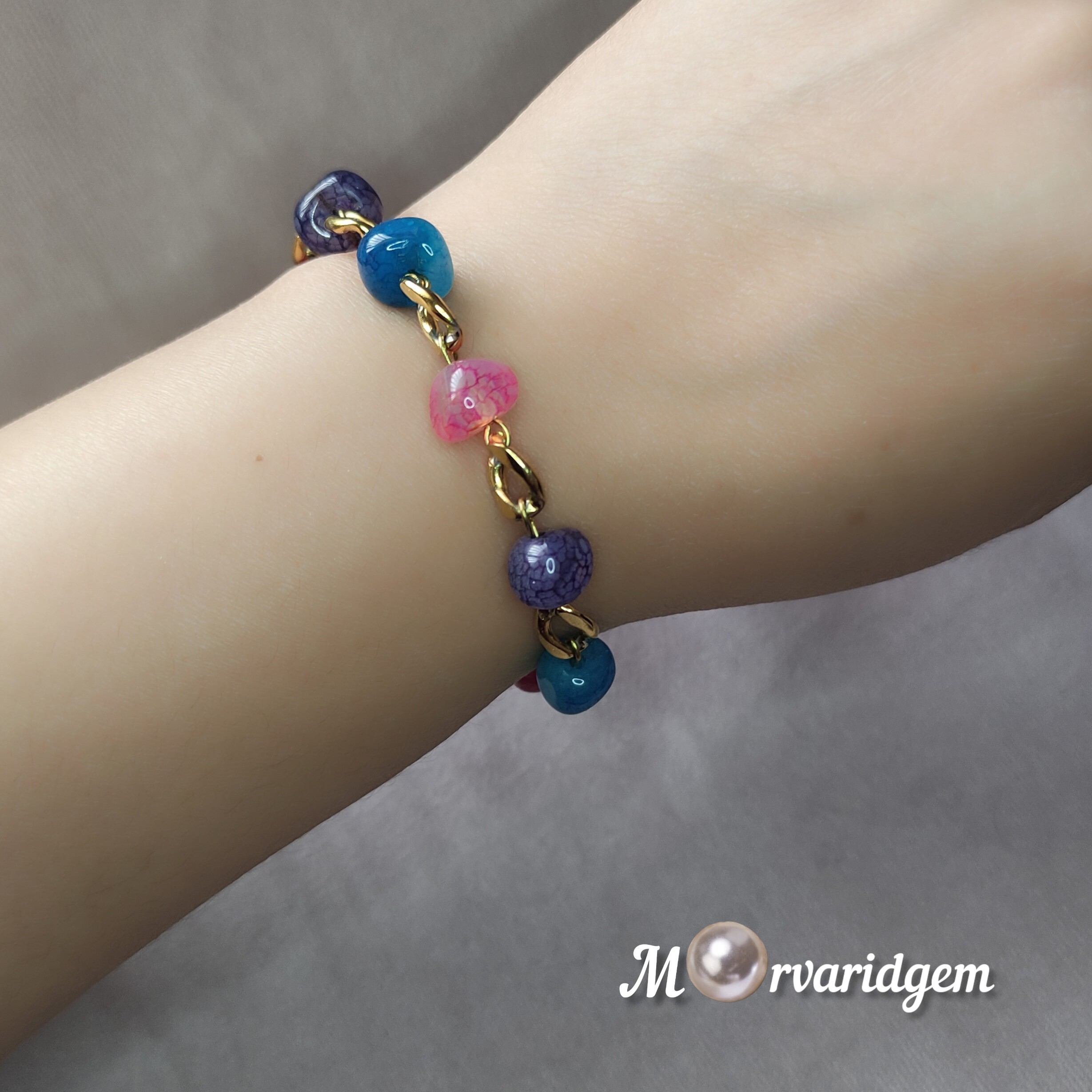 دستبند سنگ عقیق رنگ شده