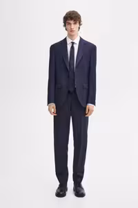 شلوار آبی مردانه کلاسیک 100 ٪ پشم راه Massimo Dutti