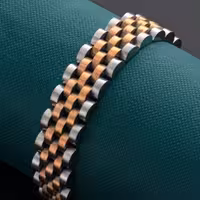 دستبند رولکس نقره ای رزگلد سایز12میل