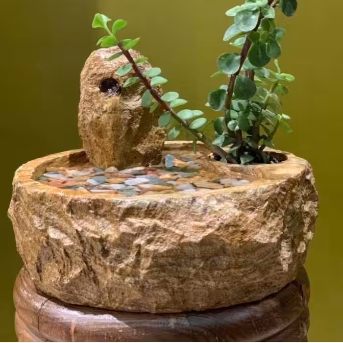 آب نمای سنگی همراه با پمپ