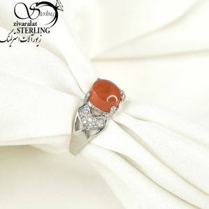 انگشتر عیار925 سنگ عقیق بغل نگین کد10128