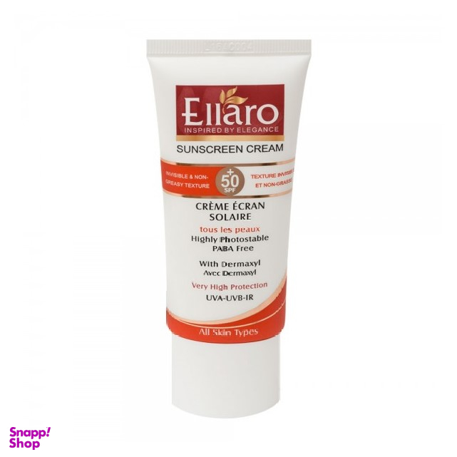 کرم ضد آفتاب الارو (Ellaro) با +SPF50 مناسب انواع پوست بژ طبیعی فاقد پارابن