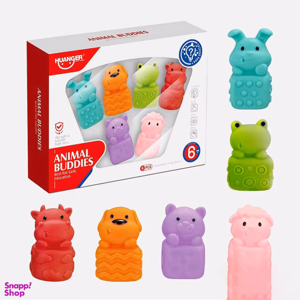 اسباب بازی پوپت حیوانات هانگر (Huanger) کد HE0236 بسته 6 عددی