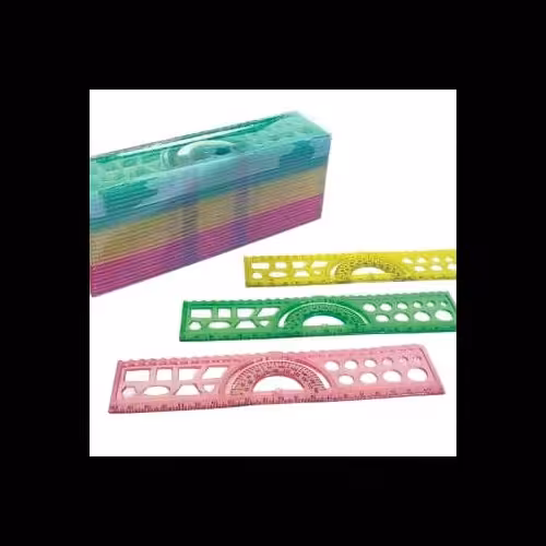 خط کش ژله ای (شابلون اشکال و دایره) 20 سانت بسته ی 18 عددی