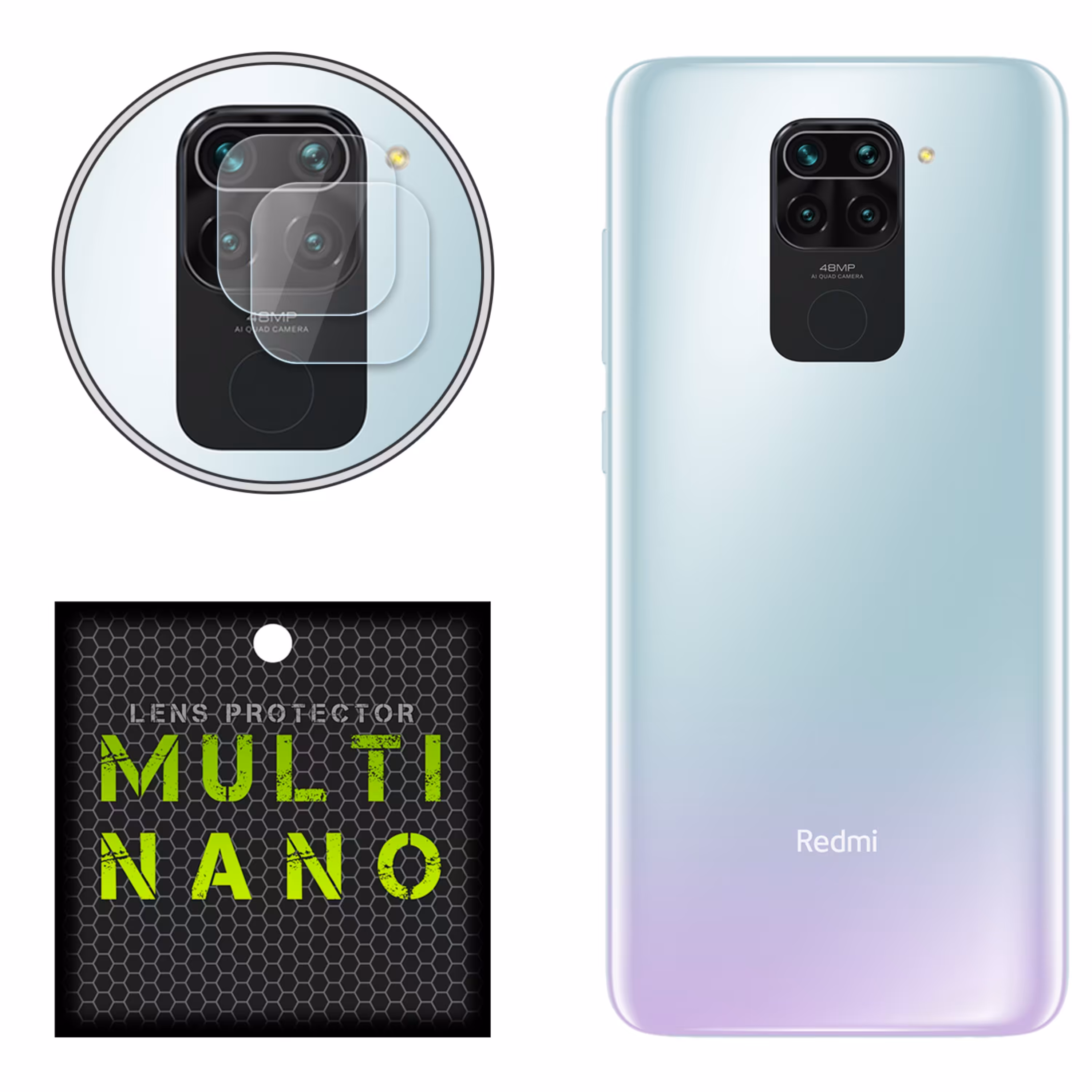 محافظ لنز دوربین MultiNano مدل X-L2N برای شیائومی Redmi Note 9 بسته دوعددی