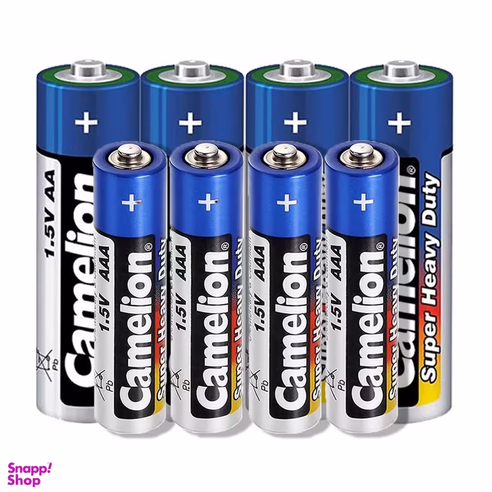 باتری قلمی و نیم قلمی کملیون (Camelion) مدل Super Heavy Duty بسته 8 عددی