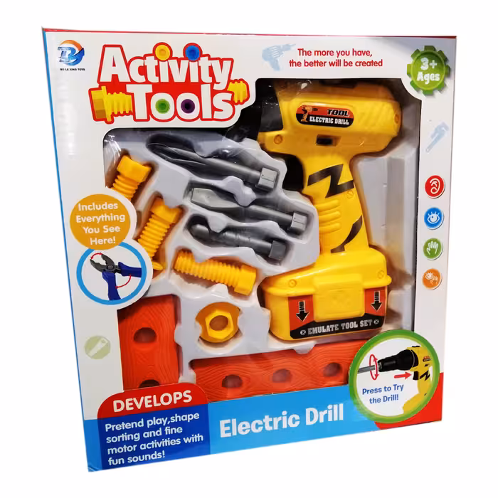ست اسباب بازی ابزار مدل دریل باطری خور کد NO.870  زرد 
