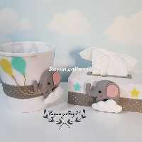 سطل و کاور دستمال کاغذی طرح فیل