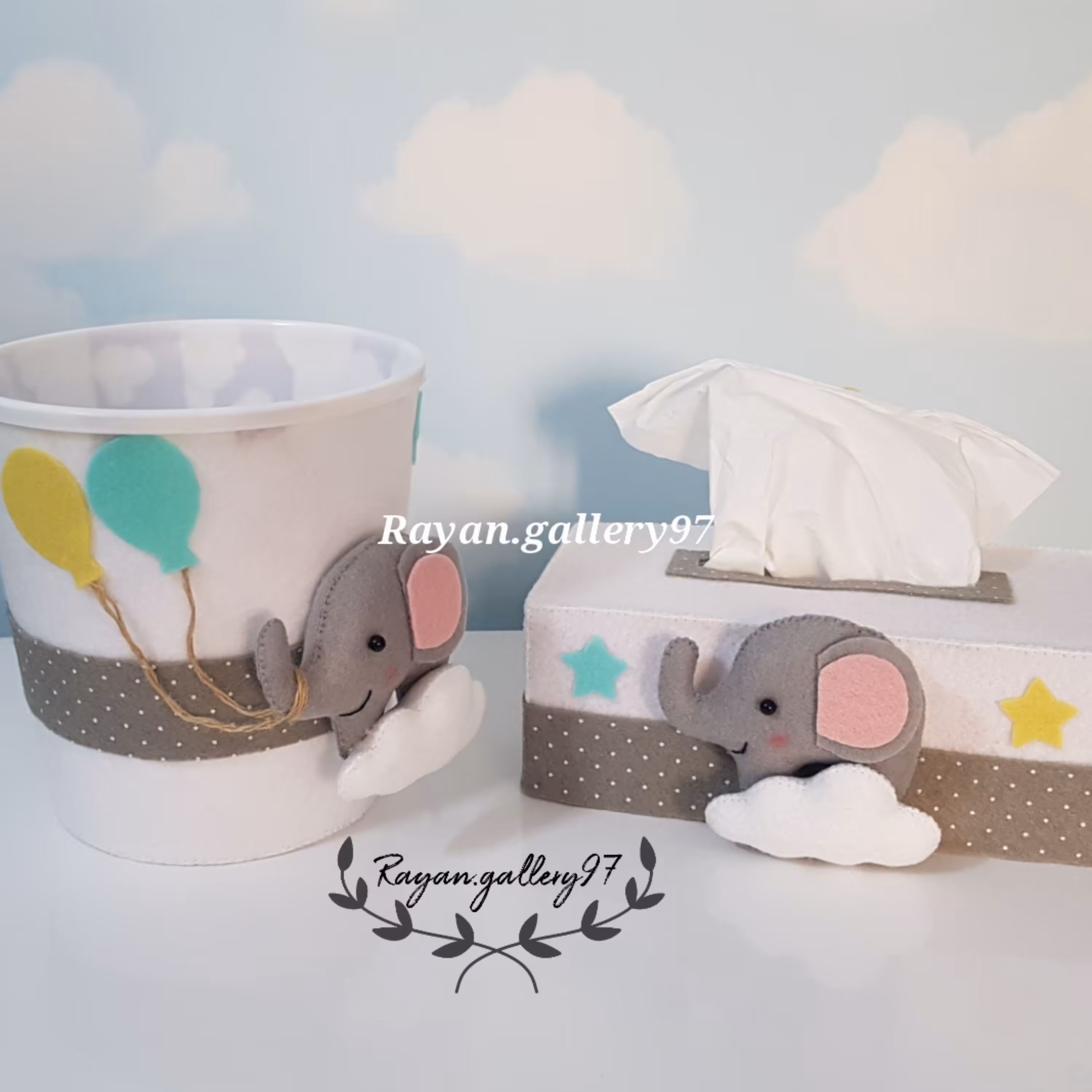 سطل و کاور دستمال کاغذی طرح فیل