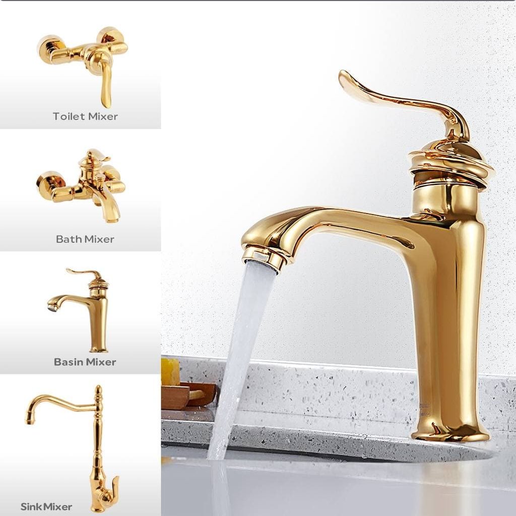 ست کامل شیر آلات  آریانا  مدل آریسان  طلایی