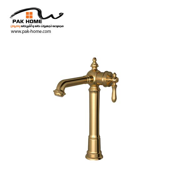 شیر روشویی پایه بلند شودر مدل بیزانس (طلایی مات)