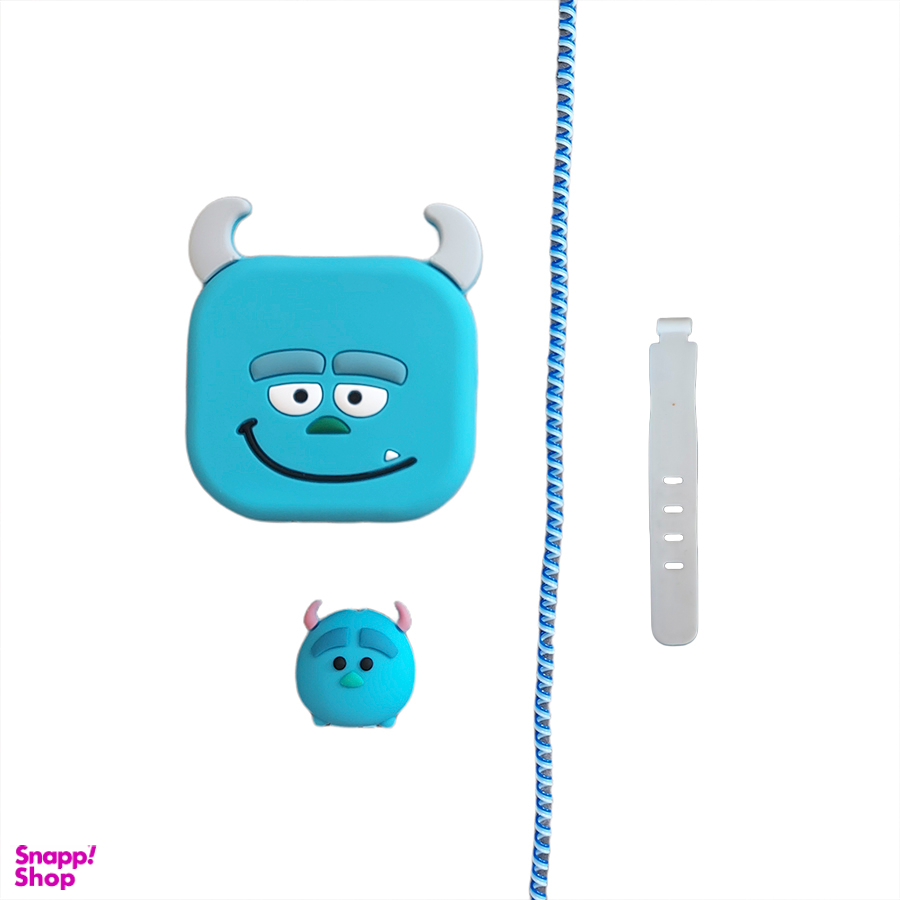 محافظ کابل و محافظ شارژر دیواری طرح فانتزی مدل سالیوان مناسب شارژر 20 وات اپل مجموعه 4 عددی