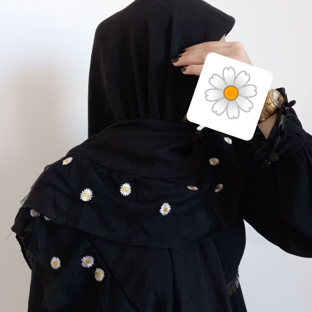 روسری دور چین همراه تور بابونه کرپ حریر اعلا، یه پیشنهاد شیک برای محرم، بسیار سبک با ایستایی عالی