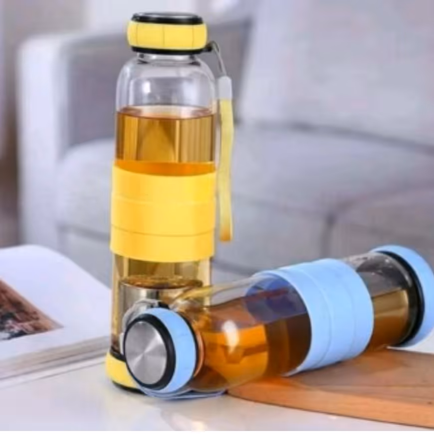 فلاسک دمنوش پیرکس سیلیکونی دودرب صافی دار 550میل 