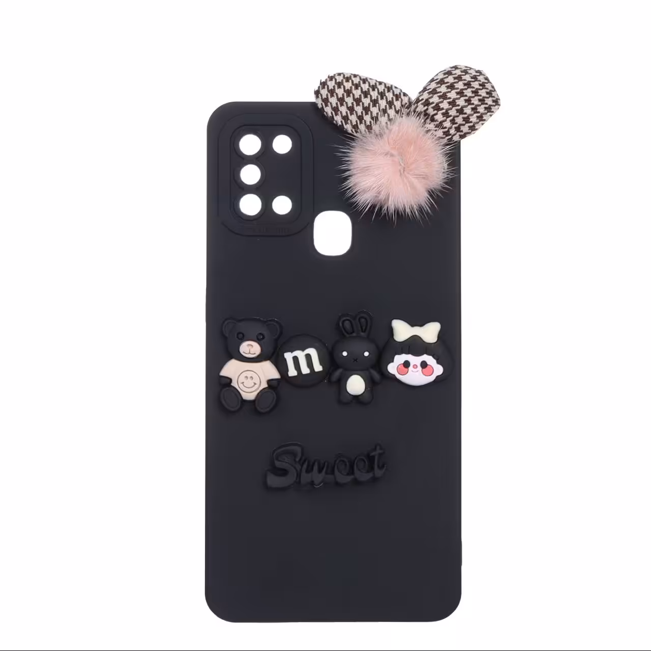 قاب-گارد موبایل برجسته عروسکی پشمی Sweet مدل Samsung A21S - مشکی