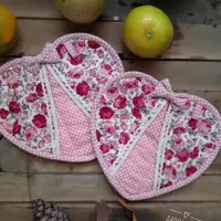 دستگیره مدل قلبی گلدار با خالدار گلبه ای