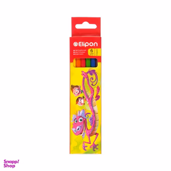 مداد رنگی الیپون مدل شش گوش کد 8120630 بسته 6 عددی
