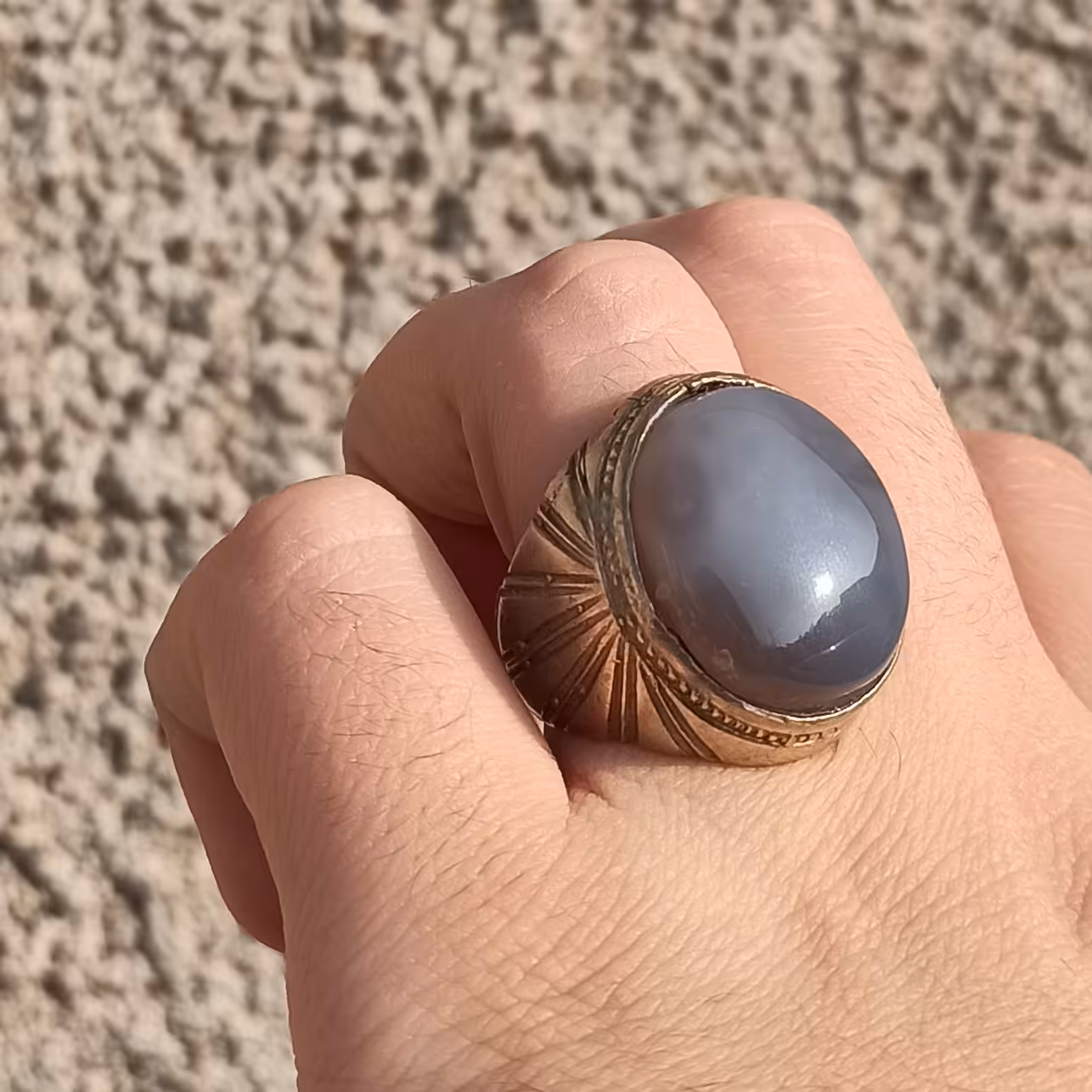 انگشتر نقره عقیق کبود اصل معدنی درجه یک زیبا ،..،