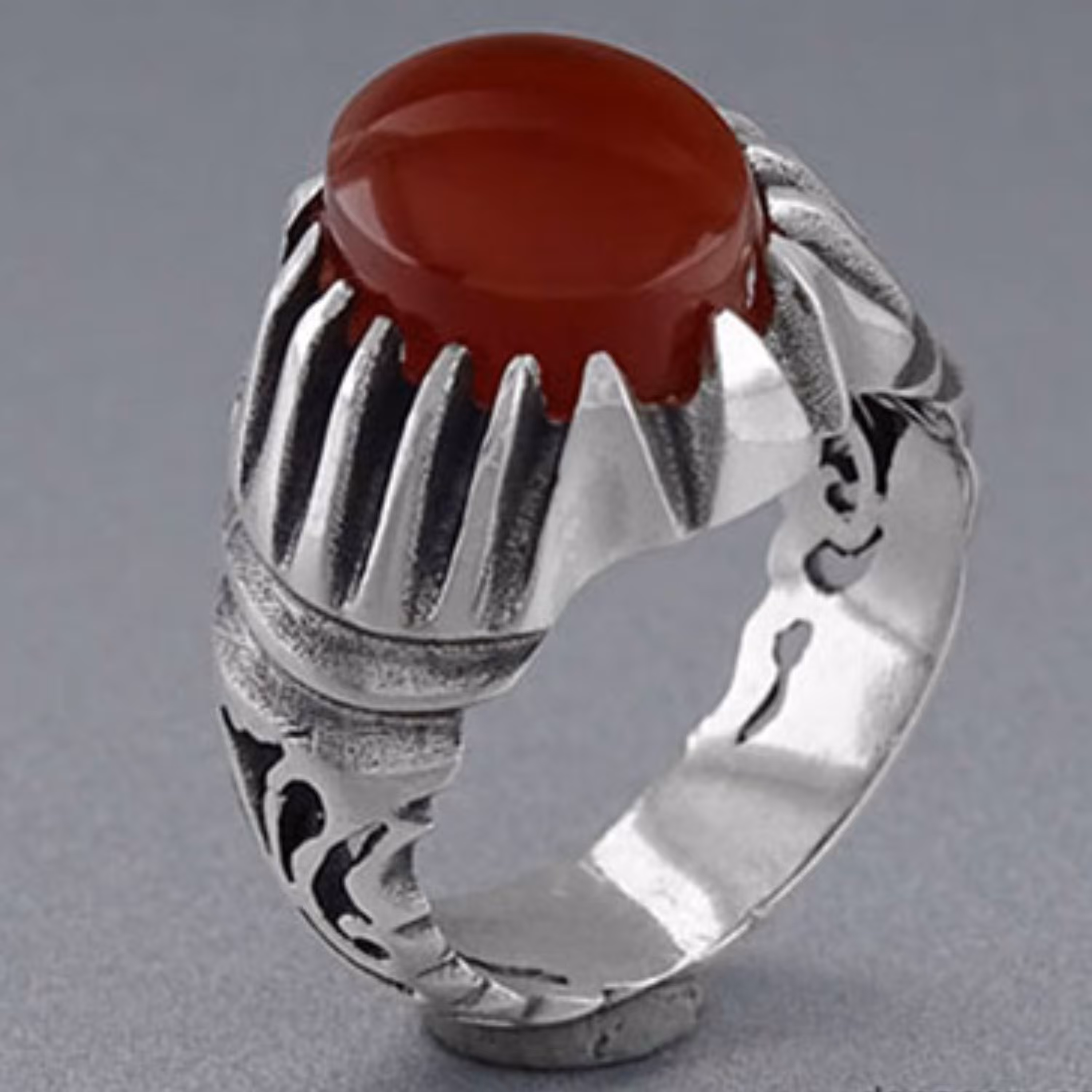 انگشتر نقره سنگ عقیق یمنی مردانه کد 7003