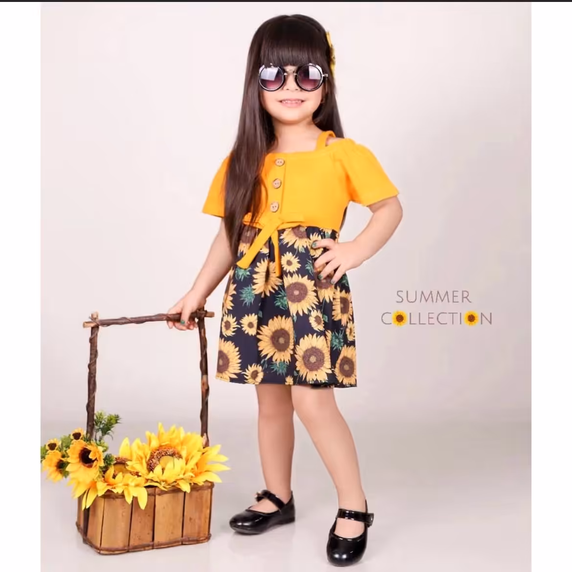 پیراهن آفتابگردون دخترانه