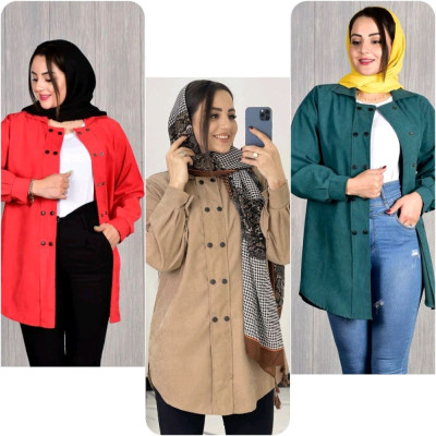 مانتو اسپرت زنانه میکرو کجراه مخملی مدل دو دکمه