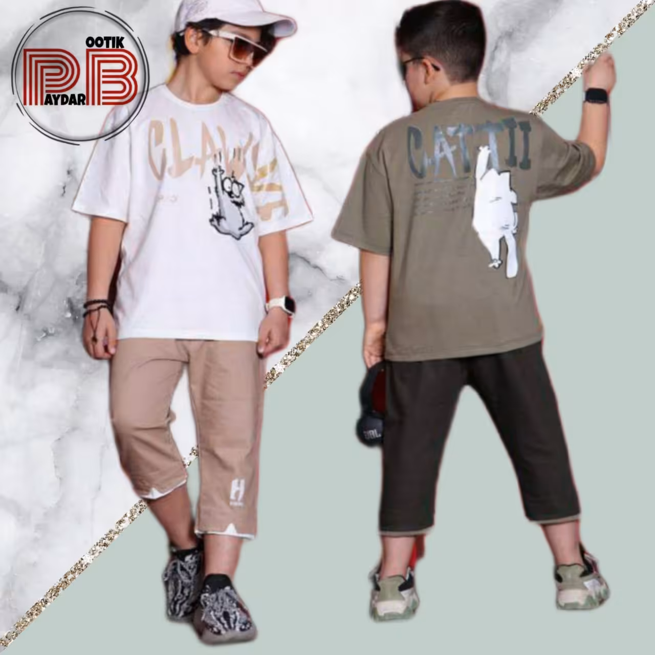 تیشرت شلوارک پسرانه با شلوارک کتان