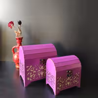 صندوقچه چوبی بزرگ و کوچک بنفش