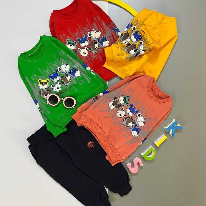 ست بلوز و شلوار اسپورت شیک و خوشگل مناسب حدود سنی 1 تا 7 سال  رنگبندی متنوع و شاد جنس دورس لاکرادار کیفیت عالی 