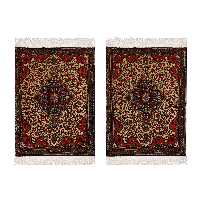 فرش دستبافت جفتی طرح جوزان قم کد 49