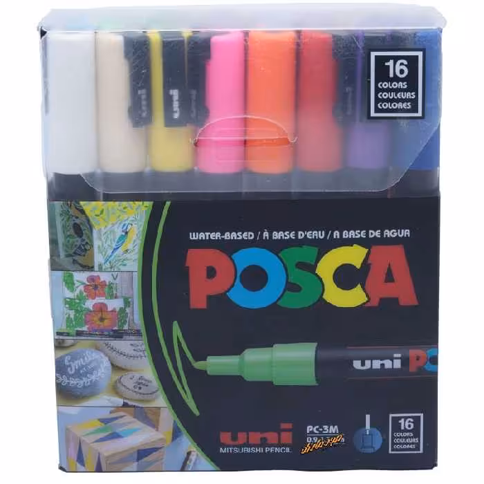 ماژیک 16 رنگ مدل پوسکا نوک (0.9-1.3 میلیمتر) یونی بال