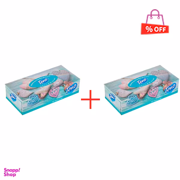 دستمال کاغذی جعبه ای تنو (Teno) بسته 100 برگ مجموعه 2 عددی