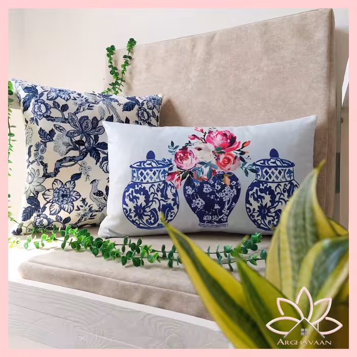 یک عدد کاور کوسن قلم آبی سایز 40 در 40