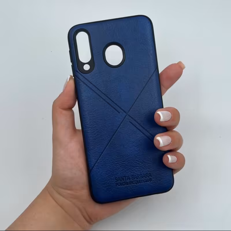 قاب گوشی Galaxy M30 سامسونگ چرمی آبی ساده کد 96975