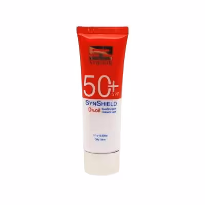 فلوئید ضد آفتاب بدون رنگ ساین اسکین SPF 50 مدل SYN SHIELD مناسب پوست‌های چرب حجم 50 میلی‌لیتر